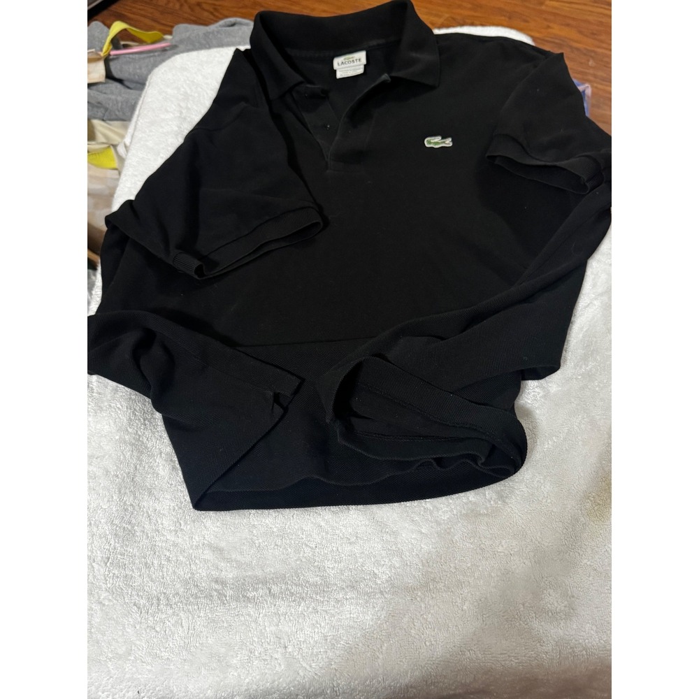 Lacoste Mens Classic Pique Polo Shirt Black Short Sleeve Logo Size 6‎ XL